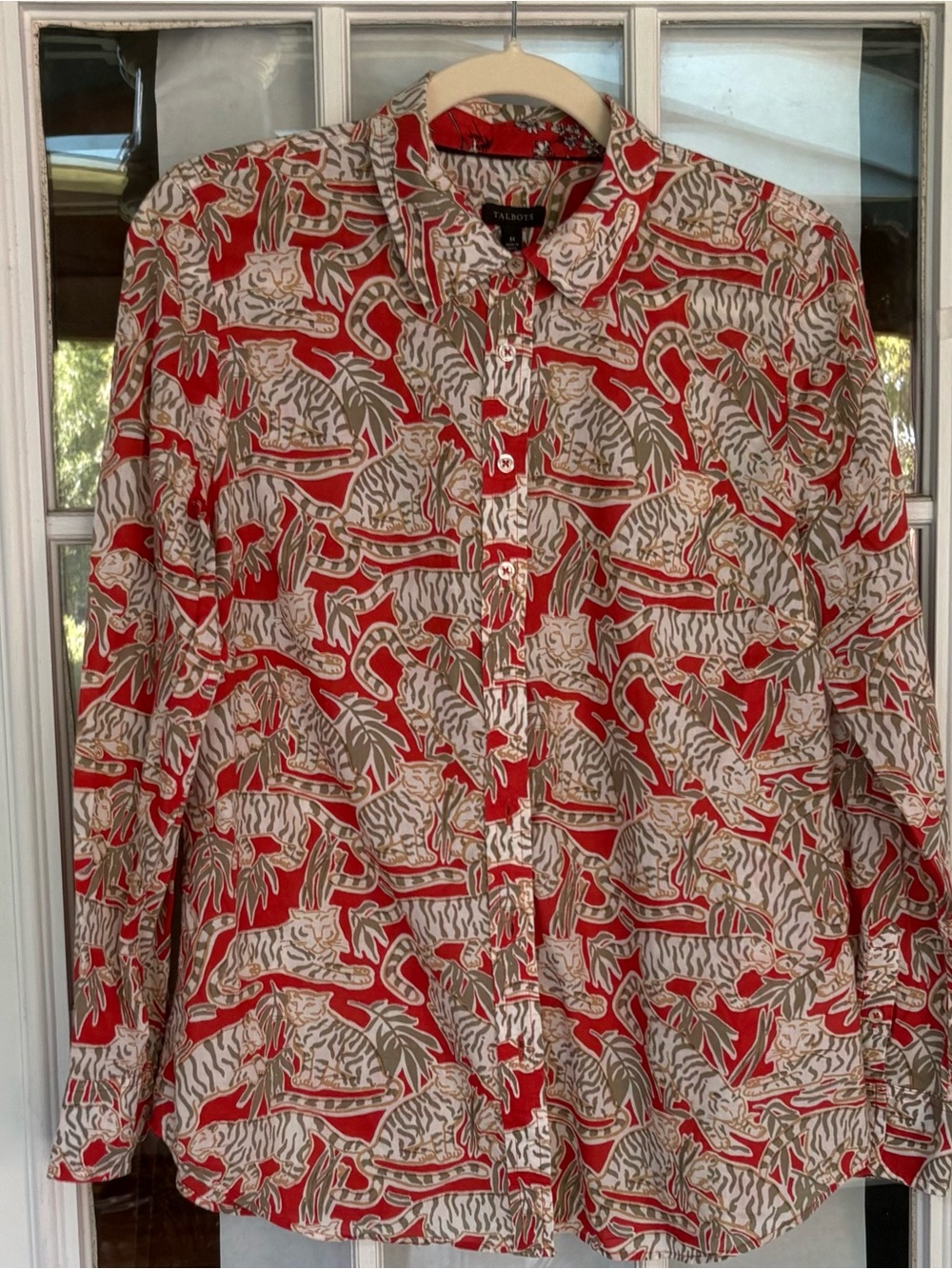 Talbots Grazing Tiger Indian Cotton Shirt. Size Medium.